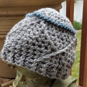 Grey crochet hat for a child