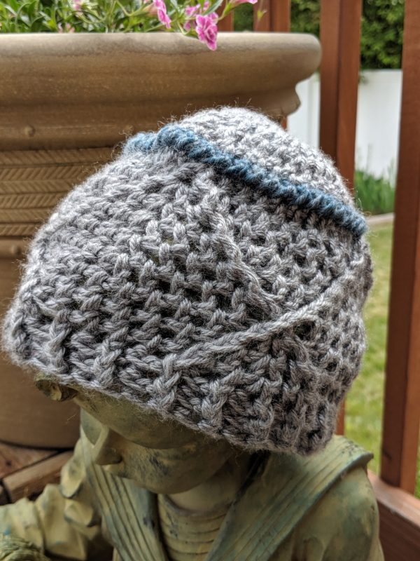 Grey crochet hat for a child